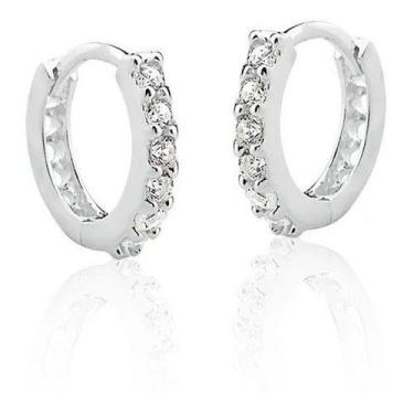 Imagem de Brinco Cartilagem Argola F. Prata Pedra Zirconia 10 Mm - Par - De Cast