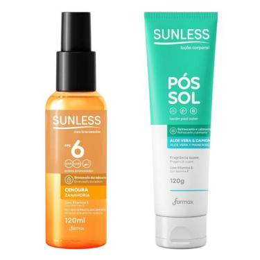 Imagem de Kit Sunless Bronzeador Cenoura 120ml + Pós-Sol Aloe 120ml - FARMAX