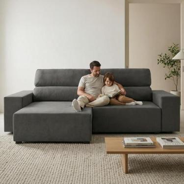 Imagem de Sofá Retrátil e Reclinável 4 Lugares Espuma Fibra Siliconada Ingleses 