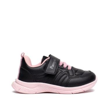 Imagem de Tênis Infantil Pampili Escolar Preto/Rosa, Preto, Rosa, 21
