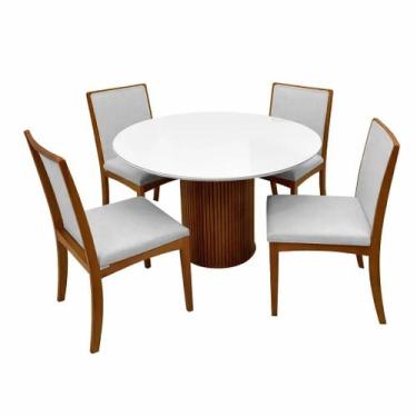 Imagem de Mesa de Jantar Dara 110cm Redonda com Vidro e 4 Cadeiras Lara Kappesbe