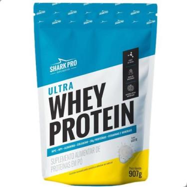 Imagem de Ultra Whey Protein Albumina Colageno Refil 900g Shark Pro, Leitinho