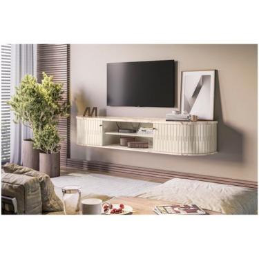 Imagem de Rack Suspenso Para Sala Algarve - 7 Decor - Madetec, Calacata e Off-Wh