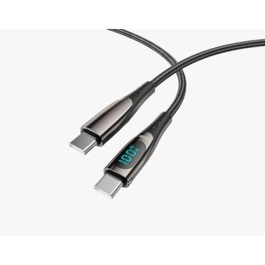 Imagem de Cabo Hrebos Premium 100W USB-C p/ USB-C Com Display Digital 2m Nylon C