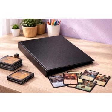 Imagem de Fichário A4 Personalizável Preto ACP 4 Argolas PVC Para Cards e Coleçõ