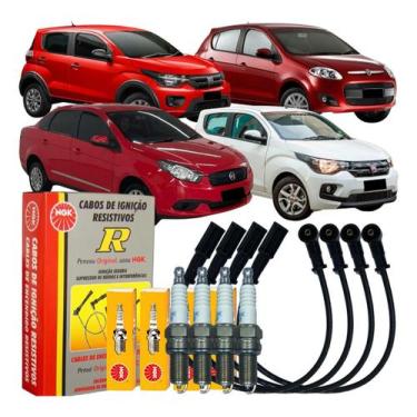Imagem de  Kit Jogo Cabo E Vela De Ignição Fiat Grand Siena Mobi Palio 1.0 8v 20