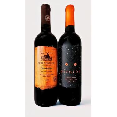 Imagem de 2 Vinhos Tintos Secos Chilenos Carmenere 750ml - Sierra Batuco e Picar