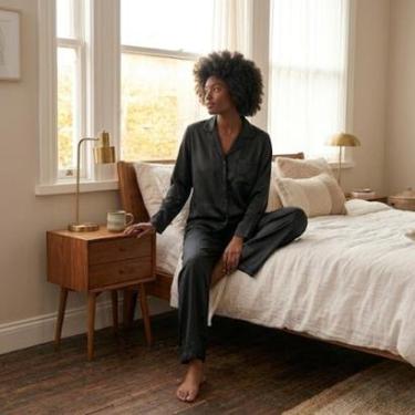 Imagem de Pijama Feminino Inverno Silk Cetim Luxo 100% Poliester Organiky Moda-Feminino