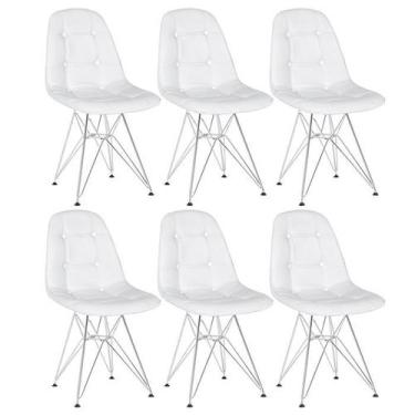 Imagem de Kit 6 cadeiras estofadas Charles Eames Eiffel Botonê com pés de metal 
