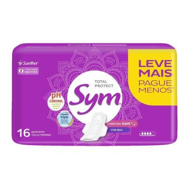 Imagem de Absorvente Sym Cobertura Suave com Abas Embalagem com 16 Unidades
