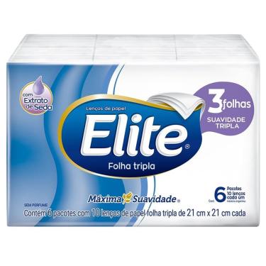 Imagem de Lenço de Papel Elite Pocket Folha Tripla 10 Folhas - Embalagem com 6 Unidades