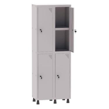 Imagem de Armário Guarda Volume Locker Roupeiro 2 Vãos 04 Portas Com Prateleira 