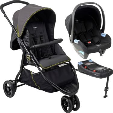 Imagem de Carrinho com Bebe Conforto Preto Base ISOFIX Burigotto CR3 22 Gray Neon