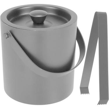 Imagem de BALDE GELO PARA BEBIDA DECORATIVA HOME&CO PAREDE DUPLA INOX 1,8L 15x15x15cm PRETO