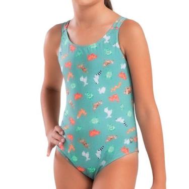 Imagem de Maiô Infantil Estampado com Alças cruzadas She, Verde, M