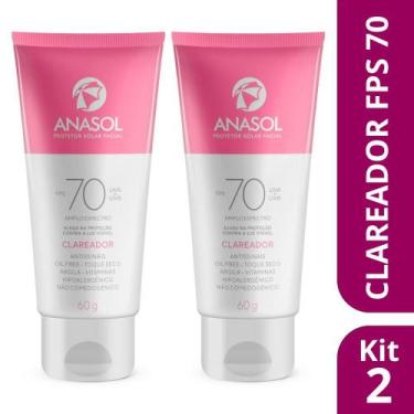 Imagem de Kit 2 Protetor Solar Facial Clareador FPS 70 60g - Anasol