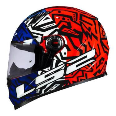 Imagem de Capacete LS2 FF358 Memphis Laranja e Azul Brilhante Masculino e Femini