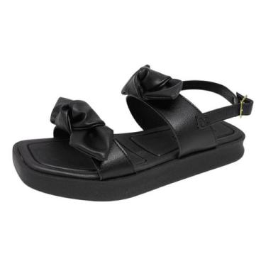Imagem de Sandália Feminina Flatform Nó Moderna Clássica Moleca, Preto, 35