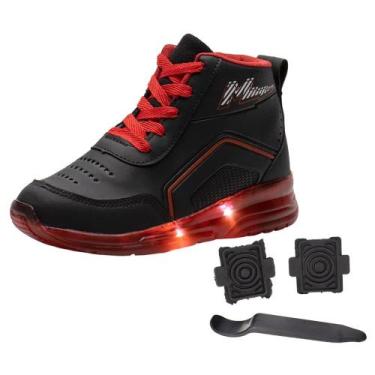 Imagem de Tênis Infantil Cano Alto Bota Kids Com Rodinha Estilo Patins Botinha C
