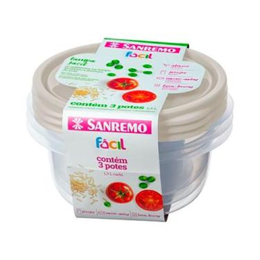 Imagem de Conjunto de Potes Redondos Plástico 1,3L Cappucino 3pçs - Sanremo, Cin