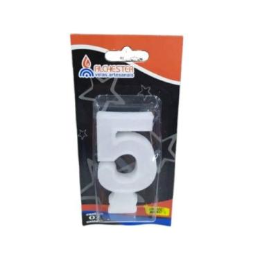 Imagem de Vela Aniv C/Gliter 5 Branco Alchester Velas - ALCHETSTER, Unico, Unico