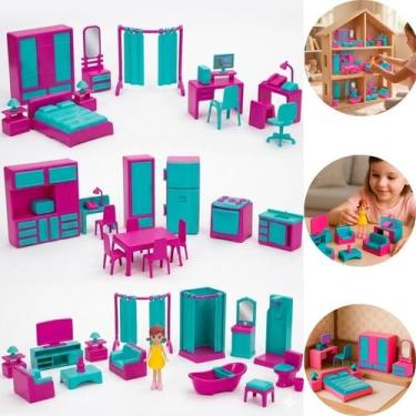 Imagem de Kit Judy Home Cozinha Completa 1 Boneca Brinquedo Infantil Moveis e Ac
