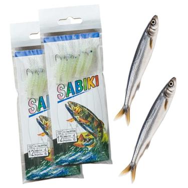 Imagem de Kit 2 Iscas Artificiais Camarão Sabiki Fluorescente Anzol 12 Pesca Noturna Branco AB Mídia