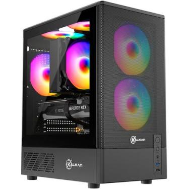 Imagem de Gabinete Gamer Kalkan Alfern Pro Preto Micro-ATX Painel Frontal Mesh S