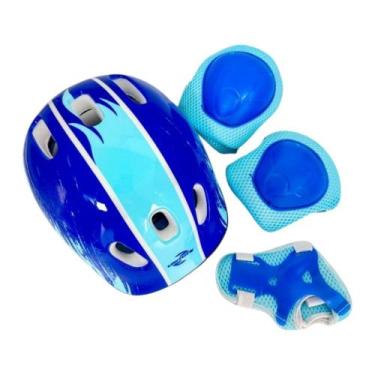 Imagem de Capacete De Patins com Kit Proteção Infantil Esportivo Para Patins Pat