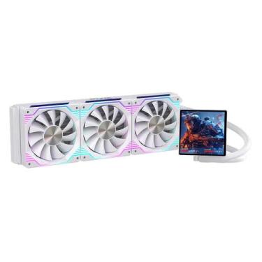 Imagem de Water Cooler Gamer Round5 Zephyro 360 Argb C/ Display Branco Preto