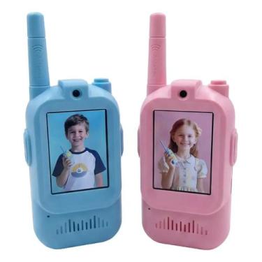 Imagem de  WalkieTalkie Infantil com Chamada de Vídeo Comunicador de Voz Azul e 