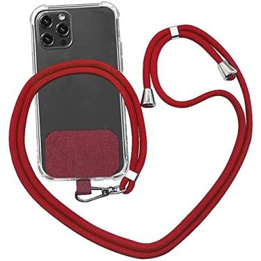 Imagem de Corda ajustável para smartphone Crossbody Nylon Correia de pescoço para celular Corda de mão para capas de telefone acessórios amuletos destacáveis(Vermelho)