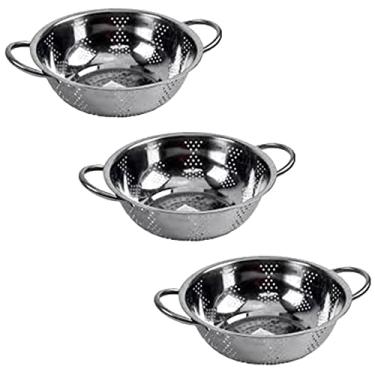 Imagem de Kit 3 Escorredor Inox Arroz Macarrão Peneira de Cozinha 25cm