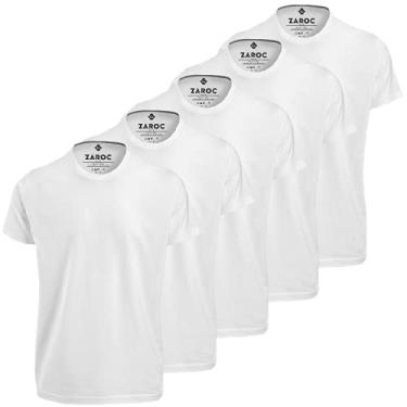 Imagem de Kit 5 Camisetas Masculinas Slim Fit Básicas Algodão Premium (Brancas, GG)