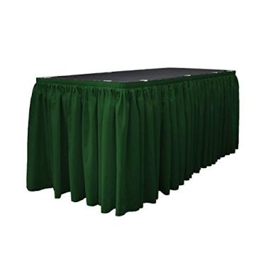 Imagem de LA Linen Saia de mesa plissada de popelina de poliéster com 15 clipes grandes, 55 x 73 cm, verde caçador