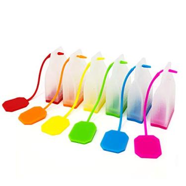 Imagem de Infusores de silicone reutilizáveis da Wrapables para folhas soltas (conjunto de 6) filtros de chá, tamanho único, vermelho, laranja, amarelo, verde, azul, rosa choque
