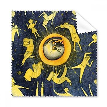 Imagem de Miaoji Pintura Aquarela Gato Lua Pessoas Pano de Limpeza Limpeza Limpeza de Tela de Telefone 5 peças