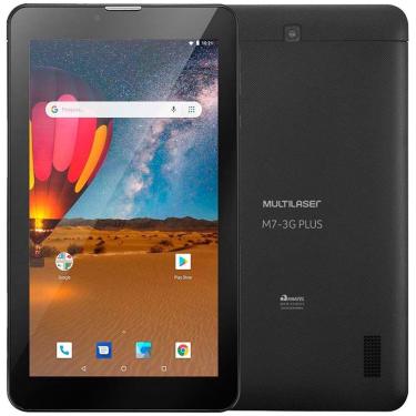 Imagem de Tablet Multilaser M7 Plus NB304, Preto, Tela 7, Dual Chip, 3G + Wi-fi, Bluetooth, Android 10, Câm traseira 2MP, 16GB