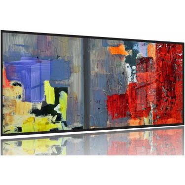 Imagem de Quadro Decorativo Abstrato Textura 130x60 Moldura Preta 2x2