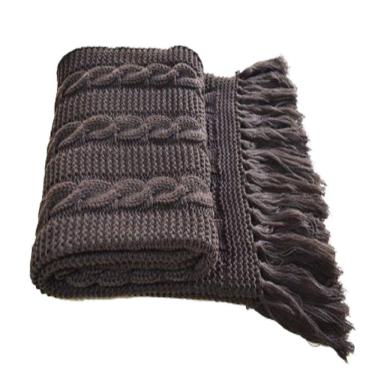 Imagem de Manta Peseira C/Franja Cama Sofá 180Cm X 60Cm  1032.1 Café