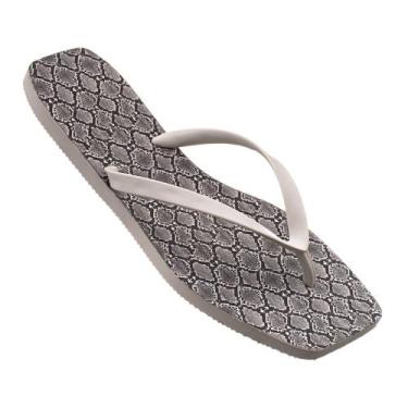 Imagem de Chinelo Feminino Bico Quadrado Animal Print Flip Flop Off White Cobra