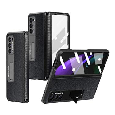 Imagem de For Samsung Z Fold 2 5G Case with Built-in Glass Screen Protector,Kickstand, Hinge Protection, Millitary Grade Heavy Duty Stable Hard Cover for Samsung Galaxy Z Fold 2 Phone Case Shockproof (Black)