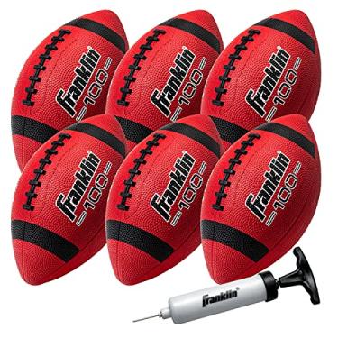 Imagem de Franklin Sports Bolas de futebol júnior - Grip-Rite 100 - Bolas de futebol infantis de borracha tamanho júnior - Pacote com 6 bolas de futebol com bomba - Vermelho/Preto