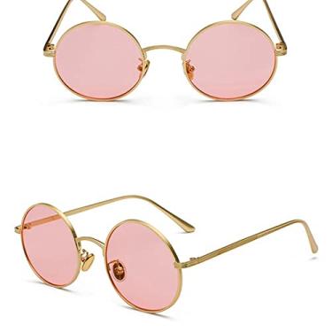 Imagem de Super Redondo Óculos de Sol Feminino Designer Moda Masculina Tons de Lente Verde Escuro UV400, Rosa, China