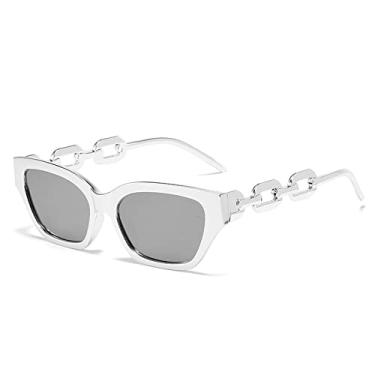 Imagem de Óculos de sol femininos moda olho de gato tendência cateye chain leg óculos de sol de luxo para senhoras óculos de sol pretos, xy, 8803sliver, com chave de fenda