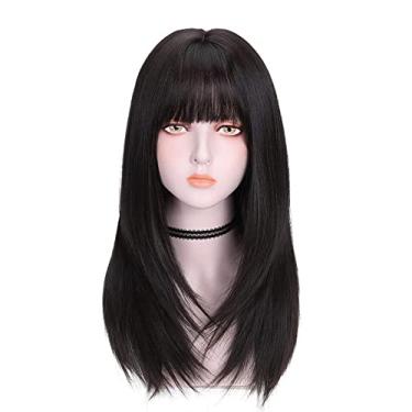 Imagem de Perucas JAMBHALA curtas retas para mulheres peruca sintética de cabelo macio natural para dia/festa/cosplay 23 polegadas