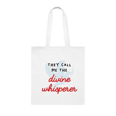 Imagem de They Call Me The Divine Whisperer, sacola divertida, bolsa de ombro, bolsas reutilizáveis, cesta de Natal de aniversário, ideia de presente, Branco