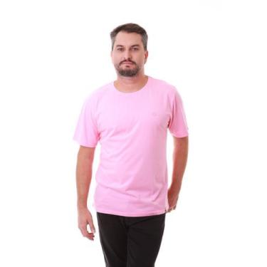 Imagem de Camiseta Masculina Rosa Claro Estampa Logomarca Lateral - Rico Sublime