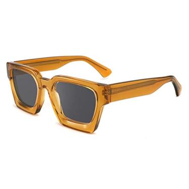 Imagem de Óculos de Sol Quadrado de Acetato de Cristal Grosso Óculos de Condução Feminino Óculos UV400,C05 Laranja,A