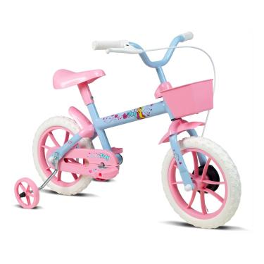 Imagem de Bicicleta Infantil Verden Paty Azul e Rosa - Aro 12 com cestinha e rodinhas